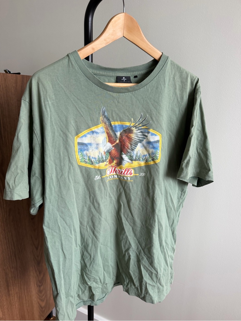 Thrills Co. Sage Green Eagle Graphic T-Shirt Size US L